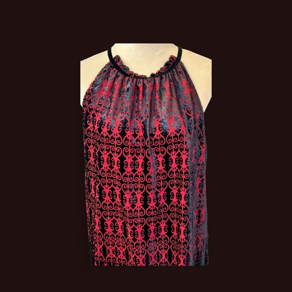 NWT Max STUDIO Red and Black Jacqueart VelvetHalter Top MED - Picture 7 of 13